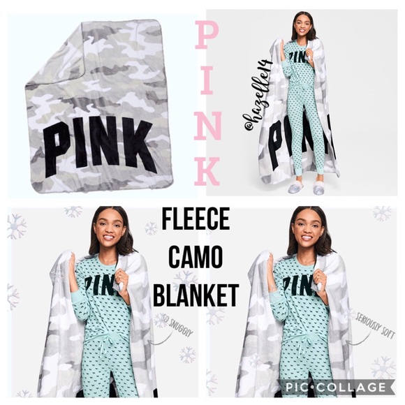 PINK Fleece Camo Blanket